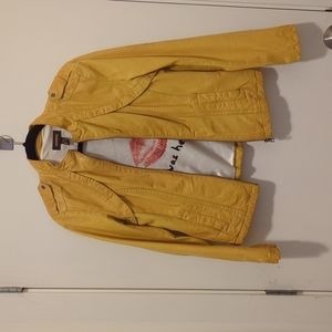Yellow Danier leather motorcycle style jacket